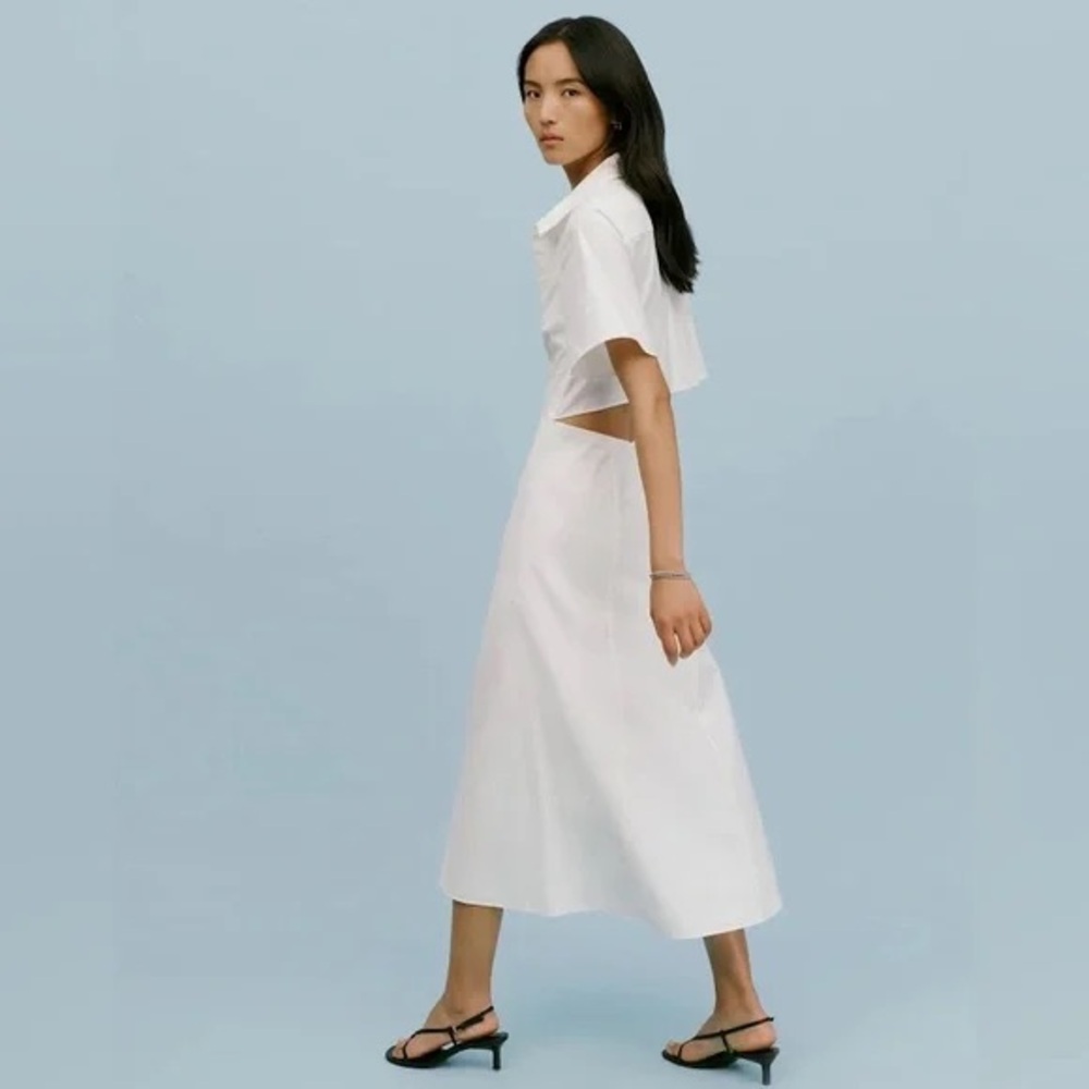 Reformation Dasha White Buttoned Midi Dress With Open Back Size 4